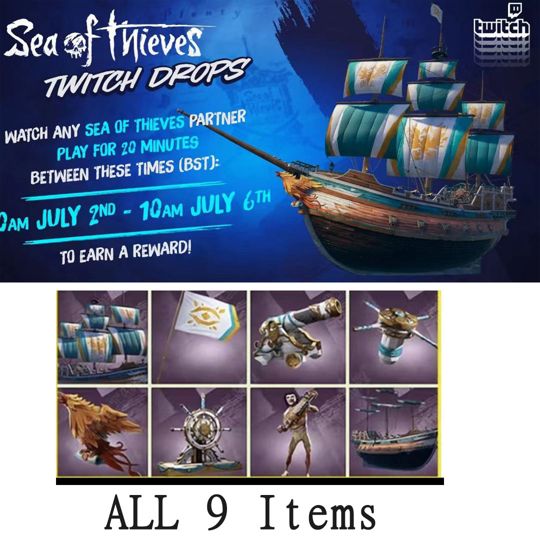 Akun Twitch yang Terisi Penuh - Twitch Drops Sea of Thieves - Phoenix/Obsidian/EWR/RMS + Lainnya - 237 Item/Skin