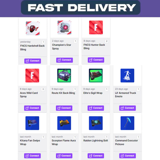 Fortnite Twitch Drops - Pickaxe + Back Bling + 4 Wraps + More - ALL 11/11 Items