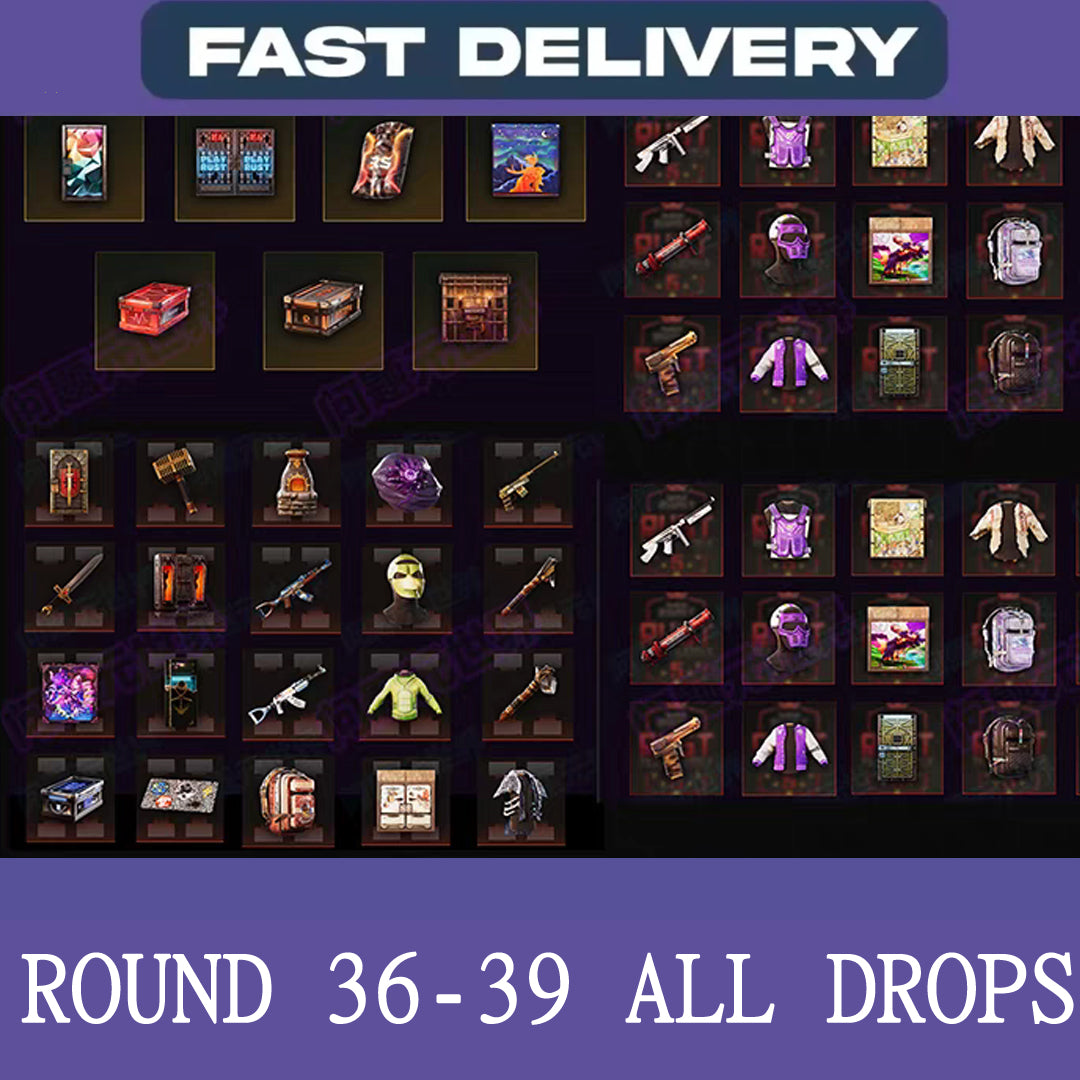 Rust Twitch Drops Rounds 35,36,37,37,38,39 total of 60 Items/Skins