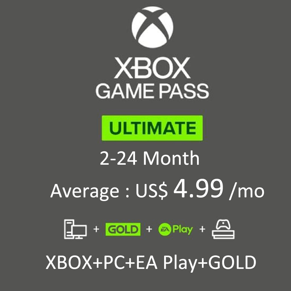 Xbox Game Pass Ultimate 2-24 Month account. Average of $4.99 /mo