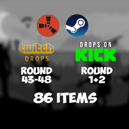 Rust Twitch ROUND 43-48 + Kick Drops ROUND 1-2  - All Available Rounds - 86 Items/Skins