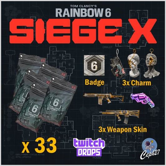 Rainbow Six Siege Twitch Drops - 33x Esports Pack SLC + 3 Skins + 3 Charm + Badge
