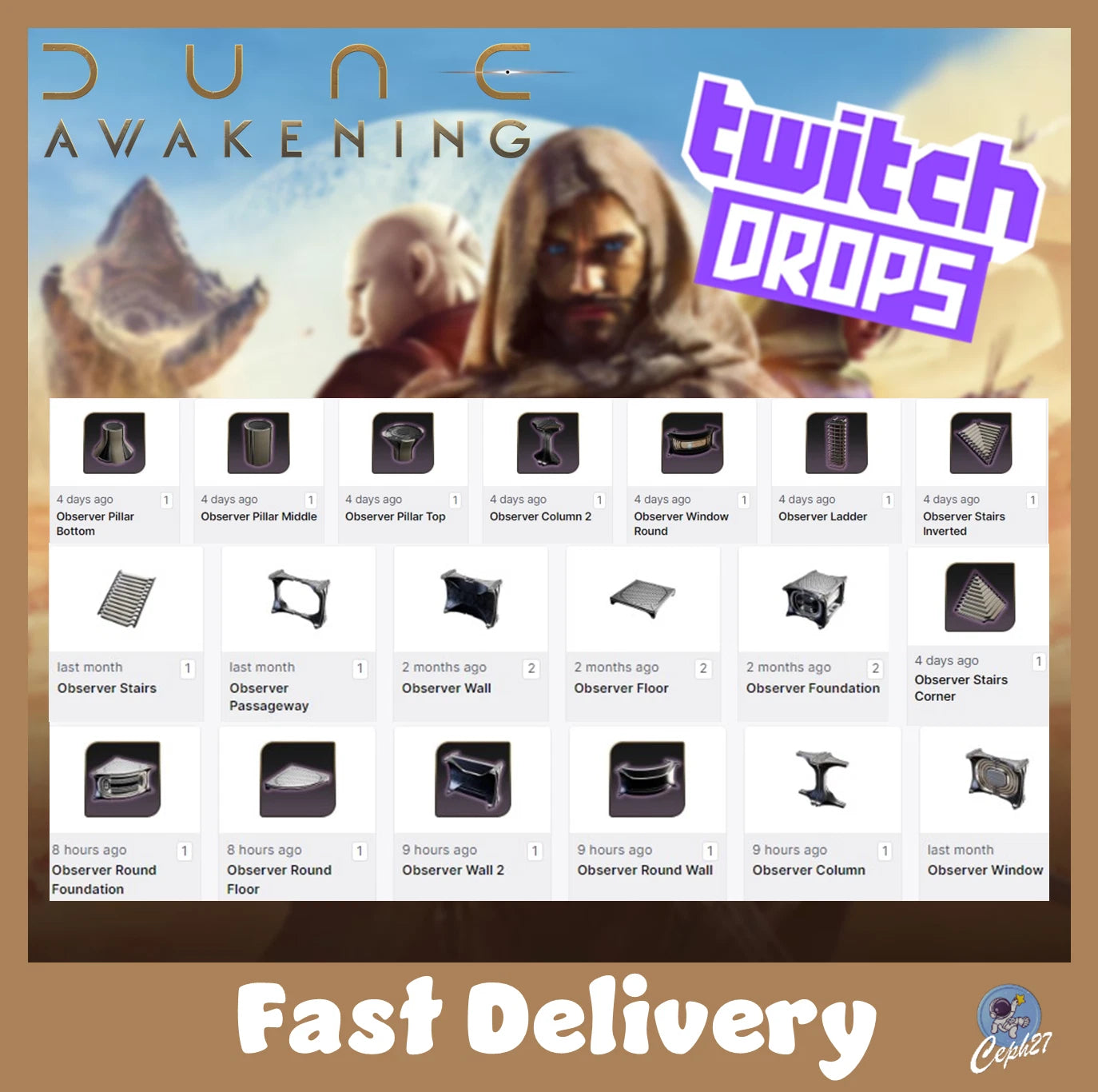 Akun Twitch yang Terisi Penuh - Drop Twitch Dune Awakening - Item Set Konstruksi Observer - SEMUA 39/39 Item