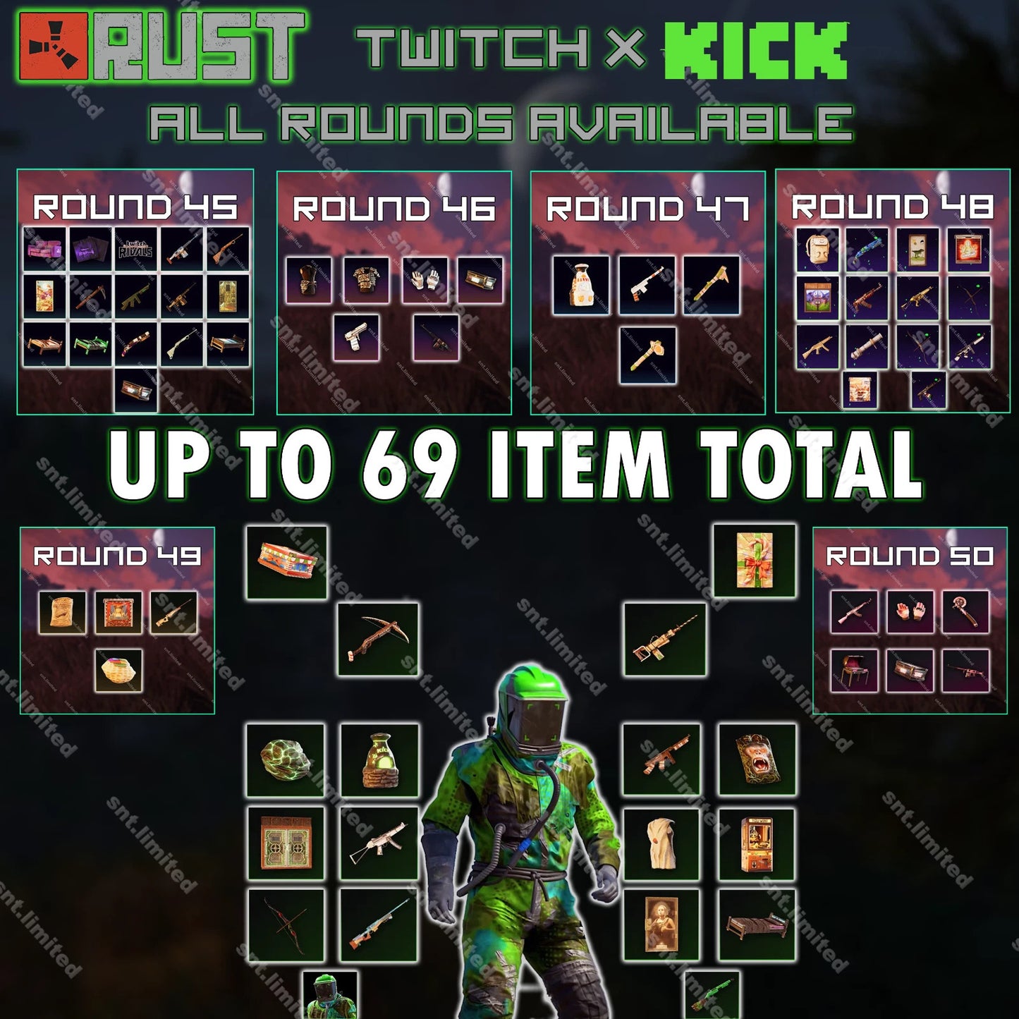 RUST  Twitch Drops ROUND  45-50 - Kick1-2| ALL Available