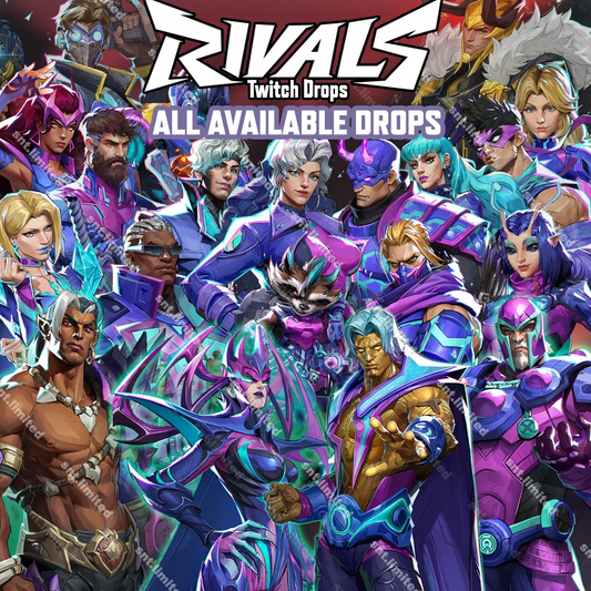 Marvel Rivals S0-S8 Twitch Drops ALL 100 Items- , Rogue Costume ... 22 COSTUMES + PLATES - SPRAYS - EMOTES